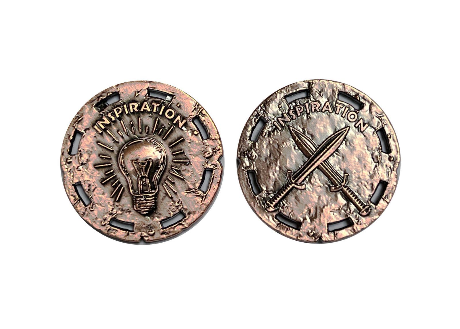 Inspiration Tokens - 40mm - 5 Each-Tokens-Cryptic Creative-Tokens-dnd coins-rpg coins-LARP Coins-Adventure Tokens