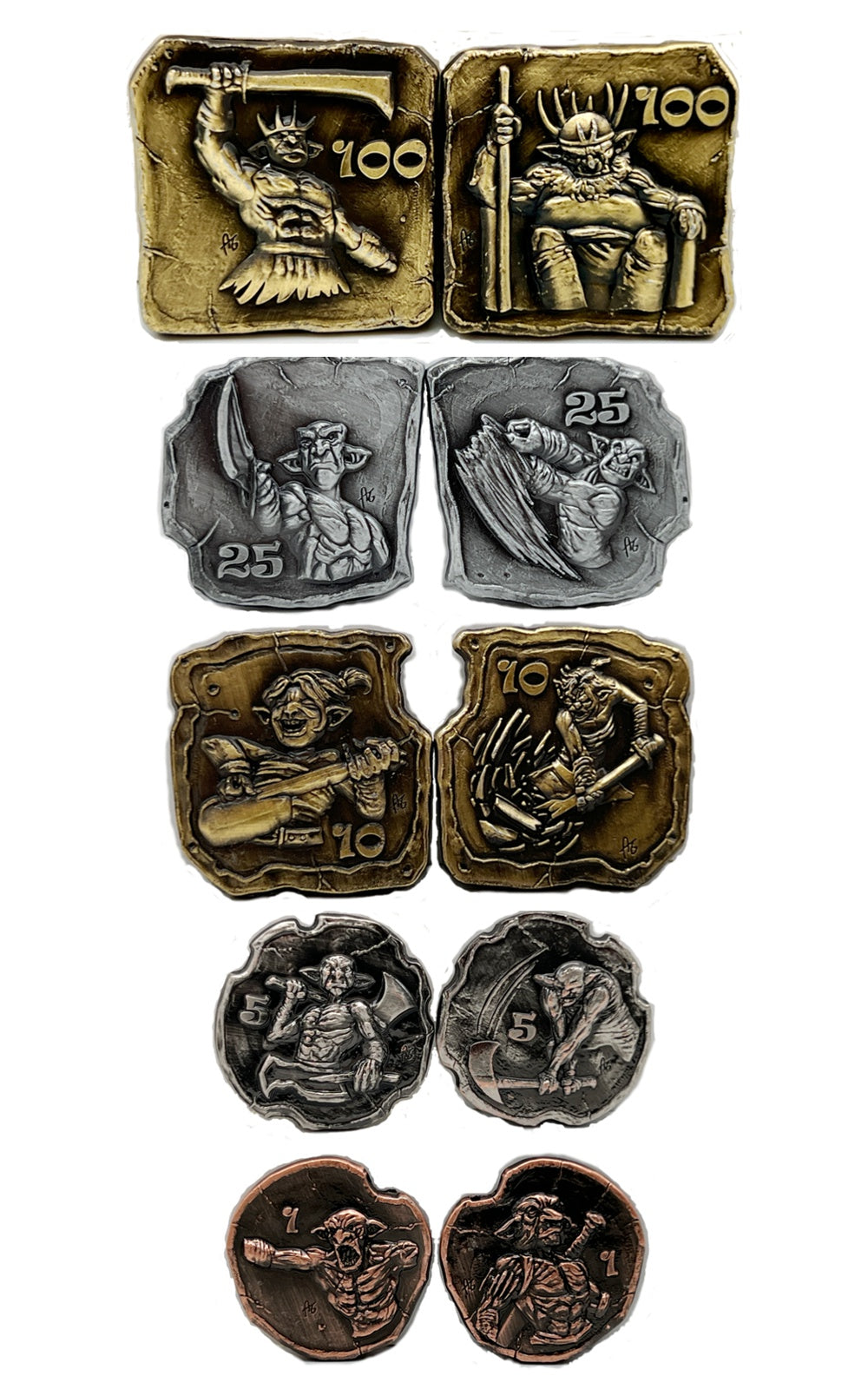 Goblins! D&D Monster Adventure Coins - (Set of 10 Metal Plated Novelty) (Copy)-Tokens-Cryptic Creative-Goblins-Adventure tokens-Cryptic Creative-Tokens-dice coin-dnd coins-rpg coins-LARP Coins