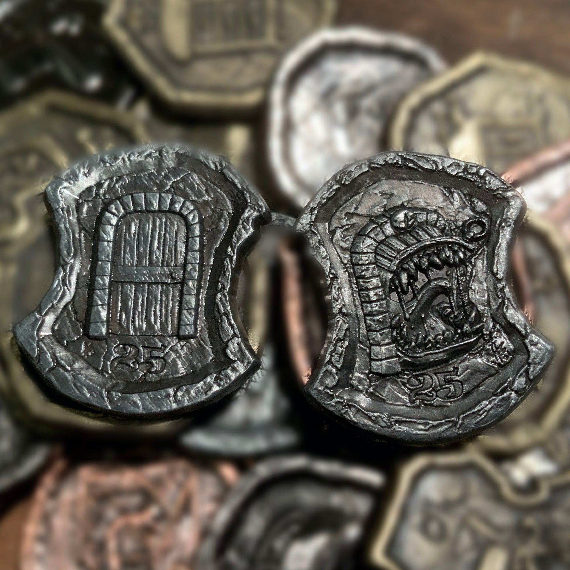 Mimics! D&D Monster Adventure Coins - (Set of 10 Metal Plated Novelty)-Tokens-Cryptic Creative-dice coin-dnd coins-rpg coins-LARP Coins-Cryptic Creative