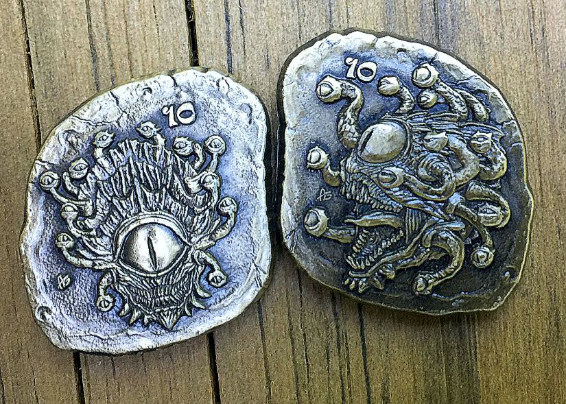 D&D Monster Coins - (Set of 10 Metal Plated Novelty)-Tokens-Cryptic Creative-dice coin-dnd coins-rpg coins-LARP Coins-Cryptic Creative