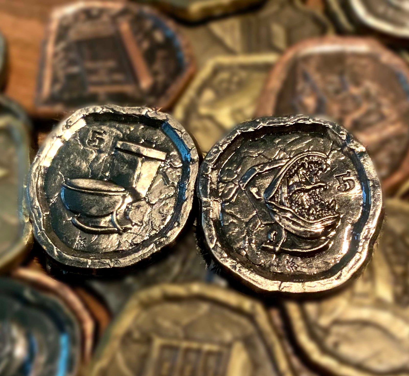 Mimics! D&D Monster Adventure Coins - (Set of 10 Metal Plated Novelty)-Tokens-Cryptic Creative-dice coin-dnd coins-rpg coins-LARP Coins-Cryptic Creative