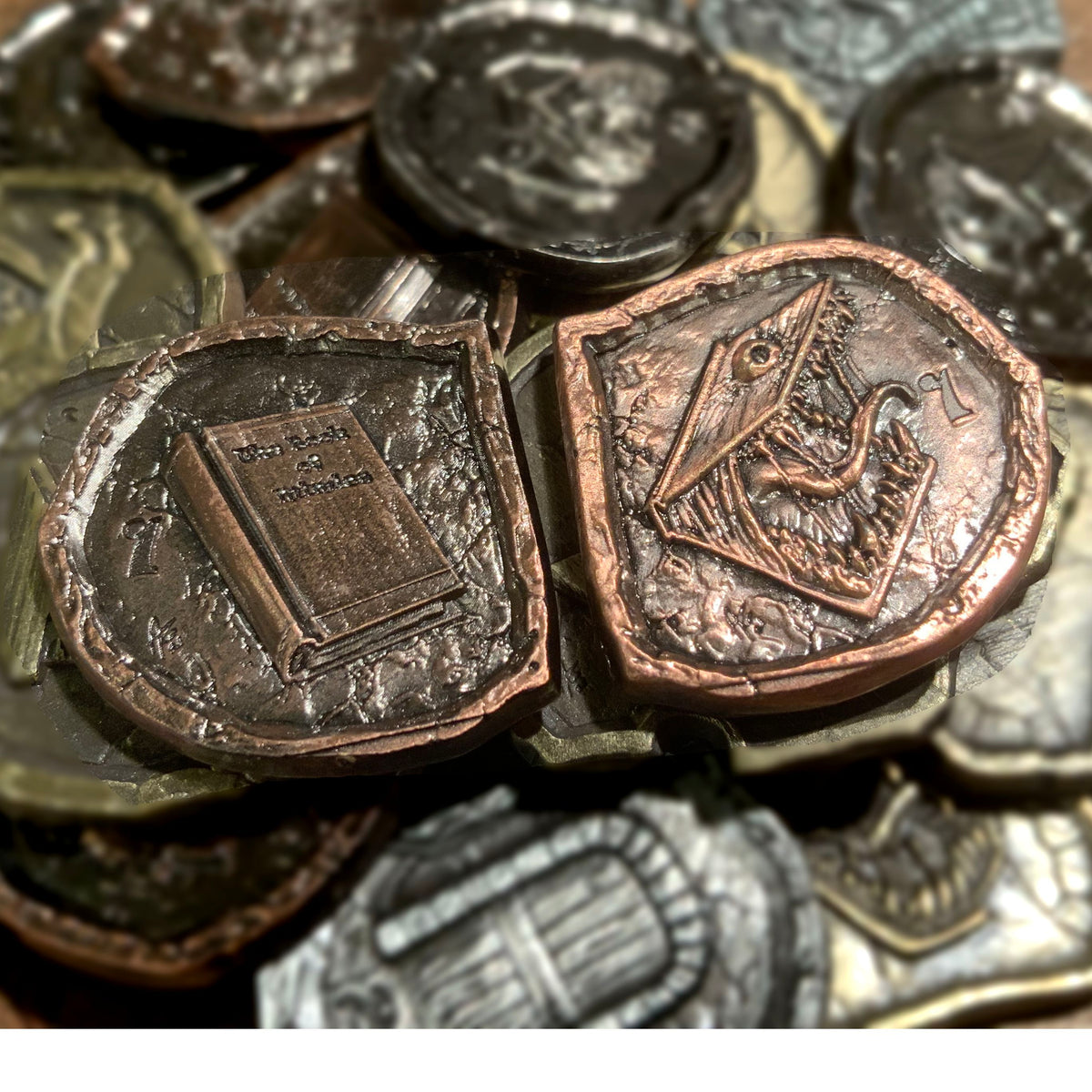 Mimics! D&D Monster Adventure Coins - (Set of 10 Metal Plated Novelty)-Tokens-Cryptic Creative-dice coin-dnd coins-rpg coins-LARP Coins-Cryptic Creative