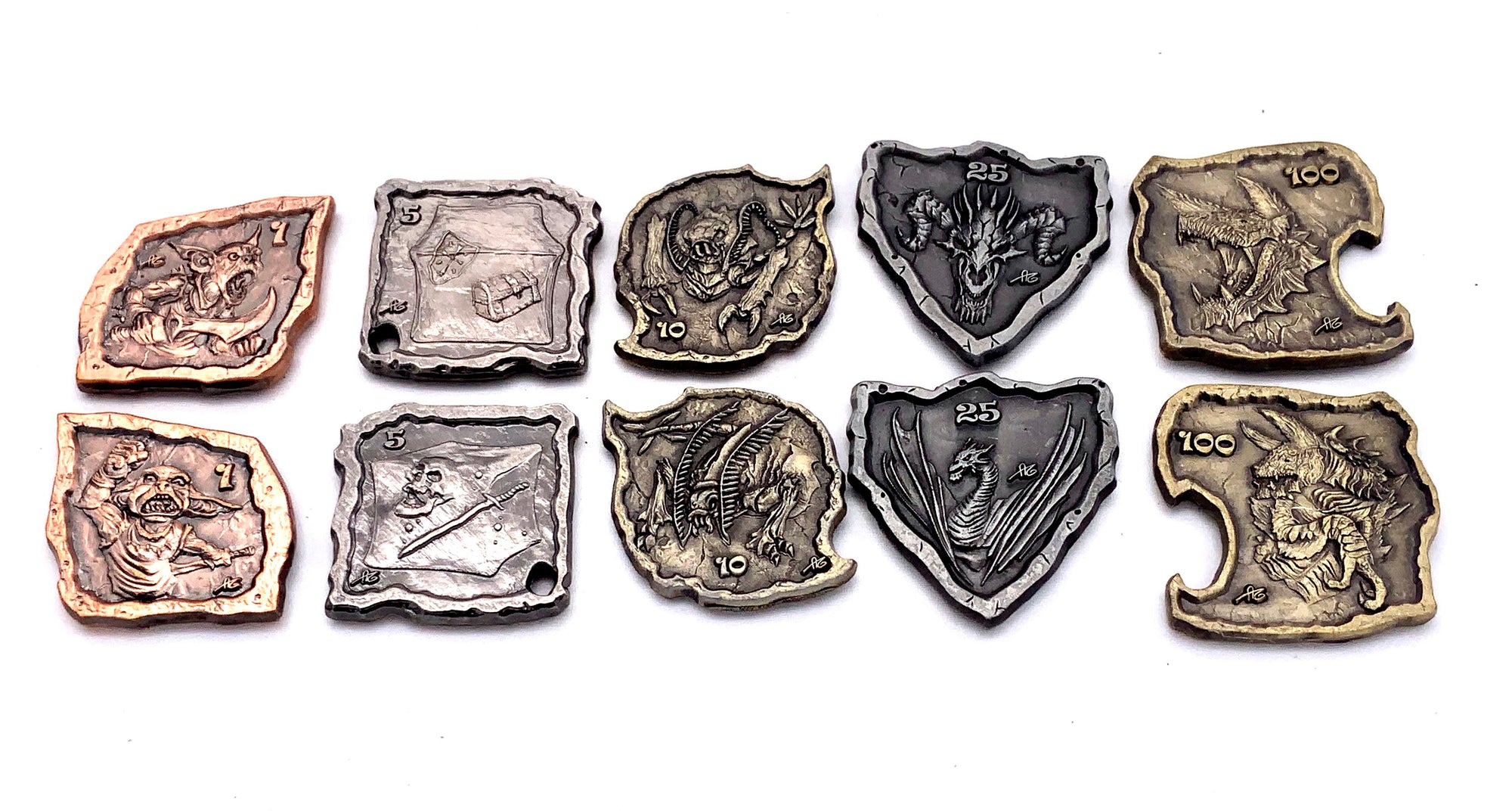 More D&D Monster Coins - (Set of 10 Metal Plated Novelty)-Tokens-Cryptic Creative-dice coin-dnd coins-rpg coins-LARP Coins-Cryptic Creative