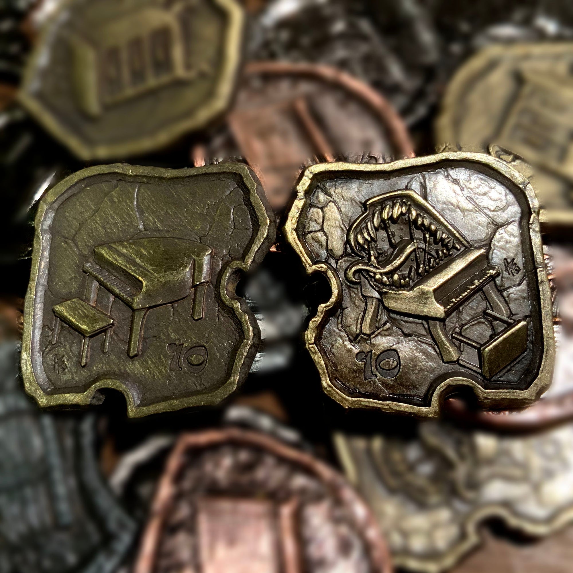 Mimics! D&D Monster Adventure Coins - (Set of 10 Metal Plated Novelty)-Tokens-Cryptic Creative-dice coin-dnd coins-rpg coins-LARP Coins-Cryptic Creative